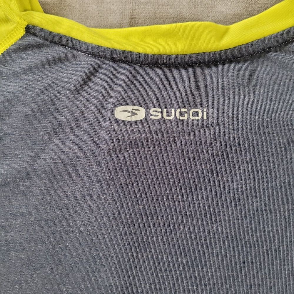 Sugoi Mens Size L Gray Yellow Short Sleeve Back Pocket Full Zip Cycling Jersey - Picture 9 of 9